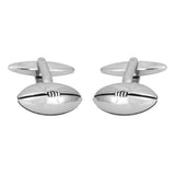 Rugby Ball Rhodium Plated Cufflinks by Dalaco