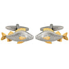 Fish 2-Tone Rhodium and Gold Plated Cufflinks by Dalaco