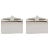 Shiny Plain Rectangle Rhodium Plated Cufflinks by Dalaco