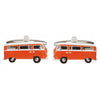 Orange Campervan Rhodium Plated Cufflinks by Dalaco
