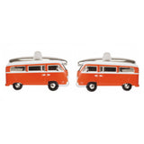 Orange Campervan Rhodium Plated Cufflinks by Dalaco