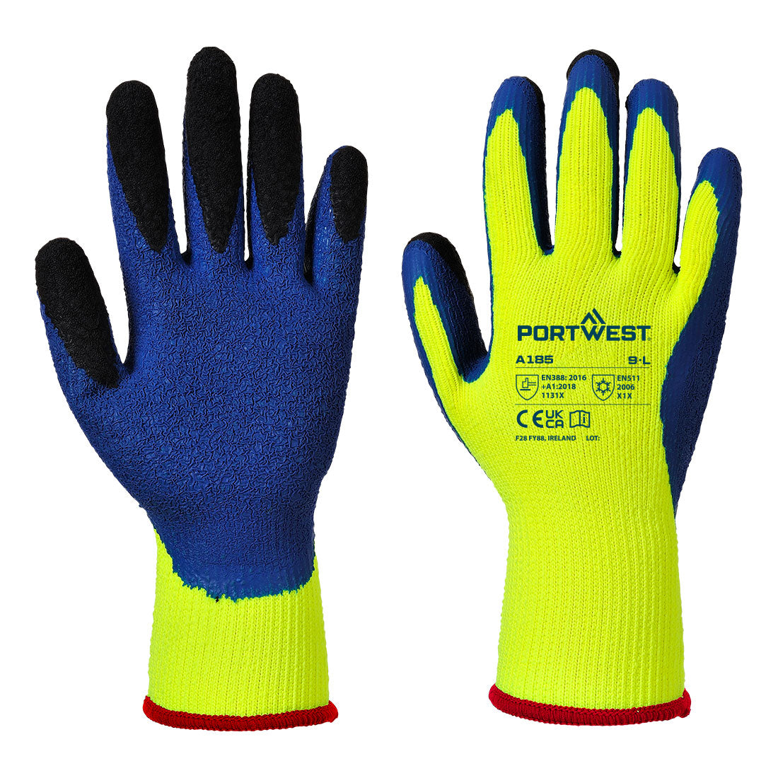 Portwest Cold 7 Latex Crinkle Finger Dipped Glove A185