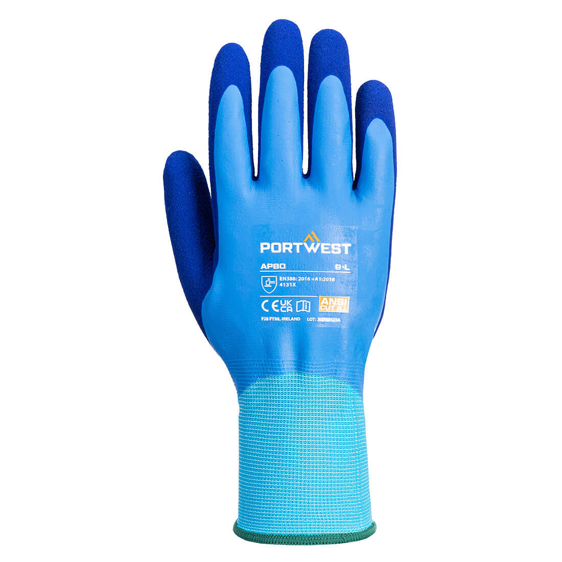 Portwest Grip 13 Latex Foam Aqua Glove AP80