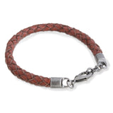 Brown Leather Bracelet Stainless Steel Chain Clasp 21cm by Dalaco