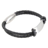 Black Leather Bracelet with Stainless Steel Engraving Plate by Dalaco