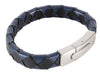 Black & Blue Braided Leather Bracelet with Steel Clasp by Dalaco