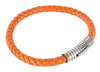 Orange Leather Bracelet with Ribbed Steel Clasp by Dalaco
