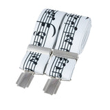 Music Notes on white 35mm silver clip braces by Dalaco