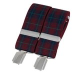 Burgundy & Navy Tartan 35mm silver clip braces by Dalaco