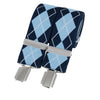 Navy & Sky Blue Diamond 35mm silver clip braces by Dalaco