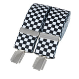 Black & White Check 35mm silver clip braces by Dalaco