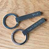 Stainless Steel Engravable Bar Key Ring by Dalaco