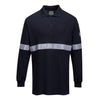 Portwest Flame Resistant Anti-Static Long Sleeve Poloshirt With Reflective Tape FR03