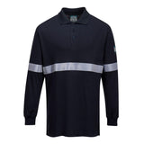 Portwest Flame Resistant Anti-Static Long Sleeve Poloshirt With Reflective Tape FR03