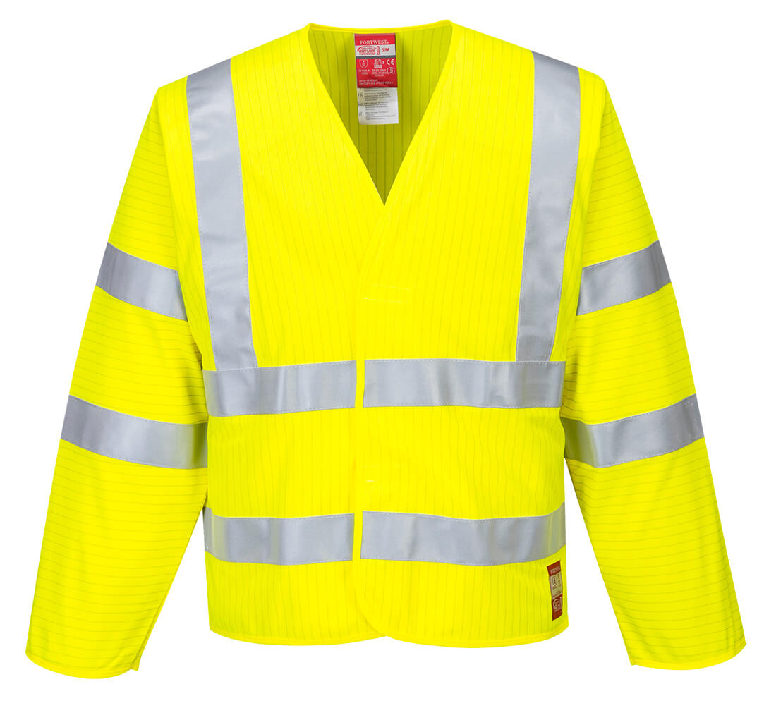 Portwest Hi-Vis Anti Static Flame Resistant Jacket FR85 - Yellow