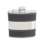 Black 6oz Hip Flask with Shiny Stainless Steel Centre by Dalaco