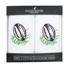 Rugby Embroidered White Cotton Handkerchiefs by Dalaco