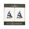 Sail Boat Embroidered White Cotton Handkerchief by Dalaco