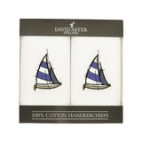 Sail Boat Embroidered White Cotton Handkerchief by Dalaco
