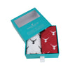 Red and White Stag Print Cotton Handkerchief Set by Dalaco
