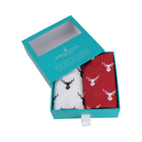 Red and White Stag Print Cotton Handkerchief Set by Dalaco