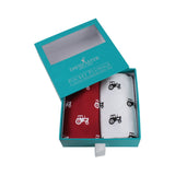 Red and White Tractor Print Cotton Handkerchief Set by Dalaco