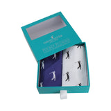 Blue and White Golfer Print Cotton Handkerchief Set by Dalaco