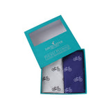 Blue and White Bicycle Print Cotton Handkerchief Set by Dalaco