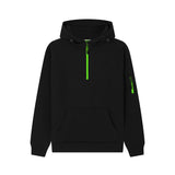 Cotton Ridge - Atlas Adults Quarter Zip Hoodie - Jet Black / Neon Green