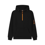 Cotton Ridge - Atlas Adults Quarter Zip Hoodie - Jet Black / Neon Orange