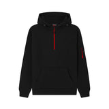 Cotton Ridge - Atlas Adults Quarter Zip Hoodie - Jet Black / Red