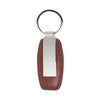 Leather Key Ring with Stainless Steel Plate Small Brown by Dalaco