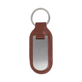 Leather Key Ring with Stainless Steel Plate Large Brown by Dalaco