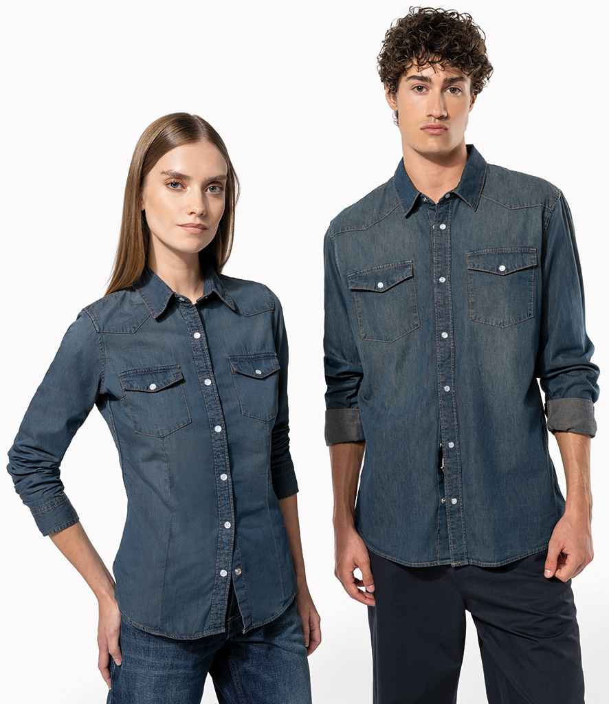 Kariban Ladies Long Sleeve Denim Shirt KB518