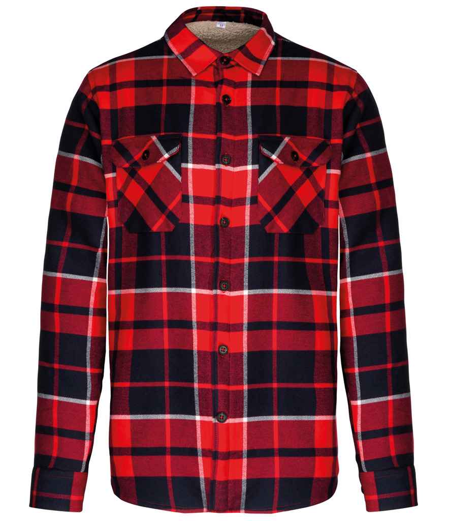 Kariban Sherpa Lined Checked Shirt Jacket KB579