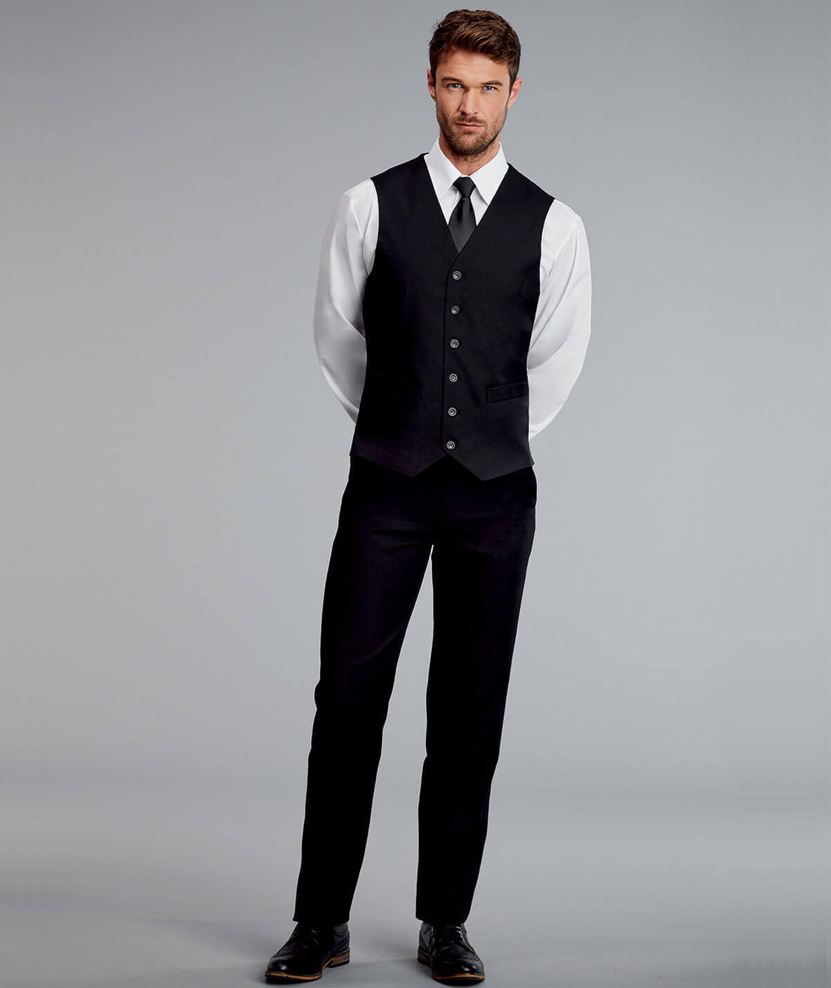 Disley Williams Men's Black Polyester Flat Front Trousers - image 1