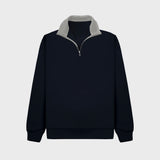 Cotton Ridge - Lunar Premium Quarter Zip Sweatshirt - Oxford Navy / Grey Mist