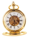 Gold Patterned Half Hunter Mechanical Pocket Watch by Dalaco