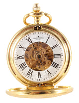 Gold Patterned Half Hunter Mechanical Pocket Watch by Dalaco