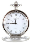 Silver Brushed Quartz Full Hunter Pocket Watch by Dalaco