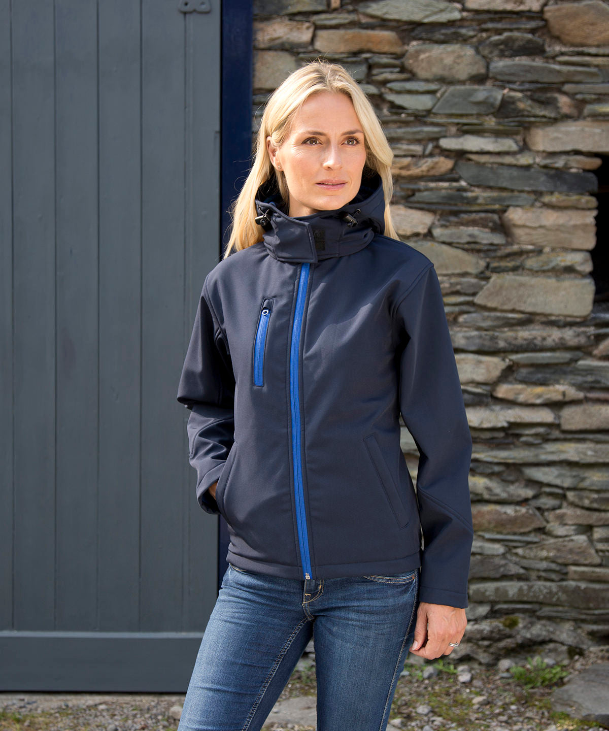 Result Women's Core TX performance hooded softshell jacket R230F - Black/Grey