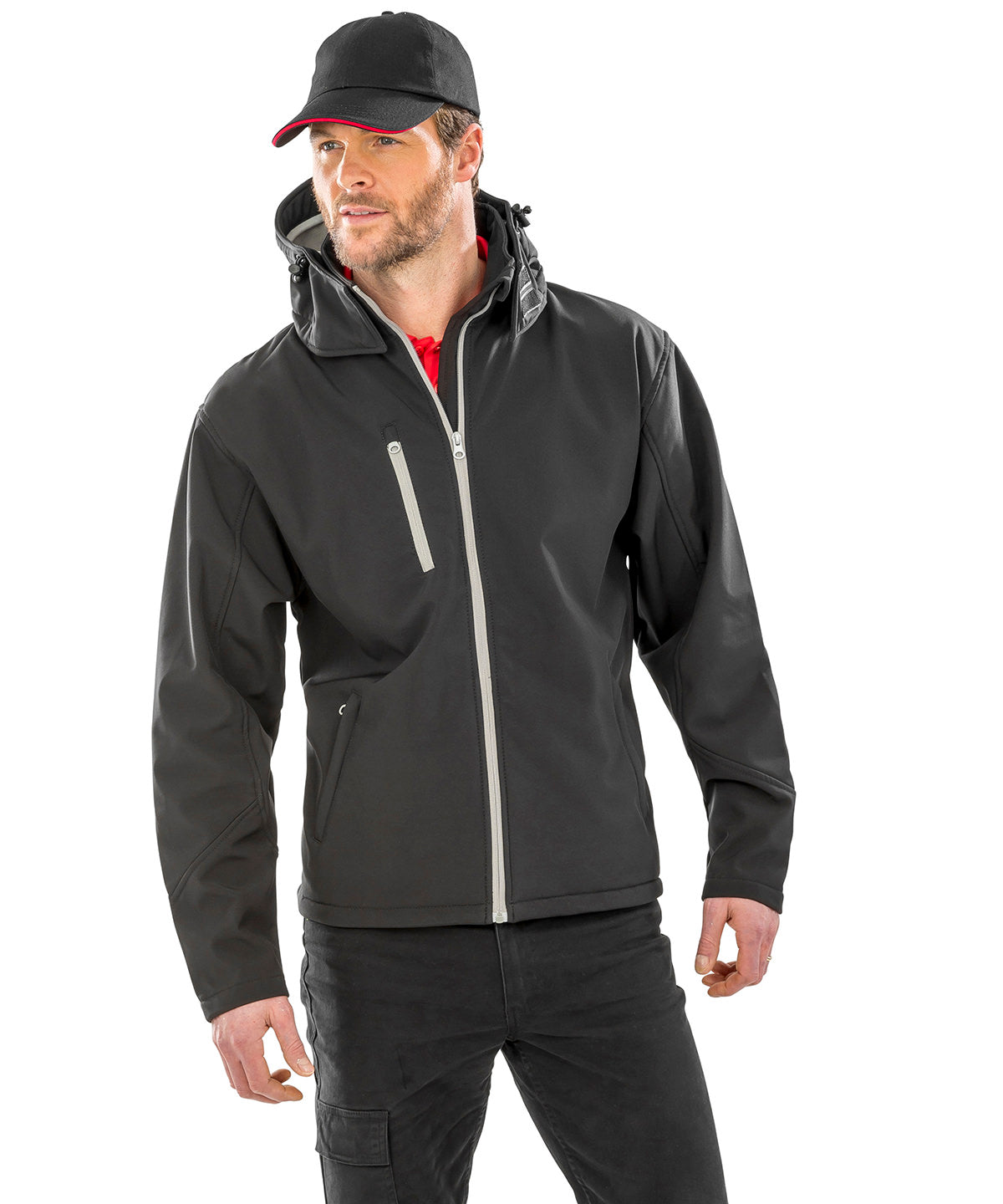 Result Core TX performance hooded softshell jacket R230M - Black/Grey