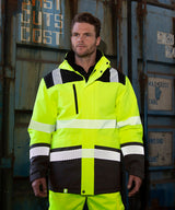 Result Printable softshell safety coat R475X - Fluorescent Yellow/Black