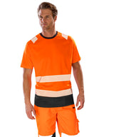 Result Recycled safety t-shirt R502X - Fluorescent Orange/Black