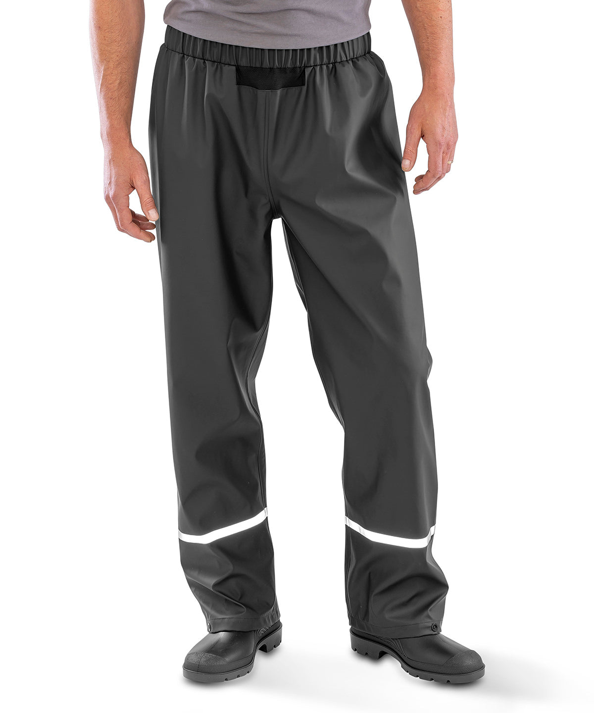 Result Prism PU waterproof trousers with reflective bands and recycled backing R916X - Black