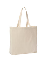 Nutshell - Organic canvas ‘flat base’ landscape shopper - front view