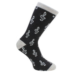 Treble Clef Music Socks – Black and Grey Combed Cotton by Dalaco