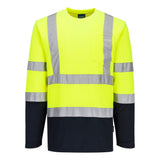 Portwest Hi-Vis Cotton Comfort Contrast T-Shirt L/S S280
