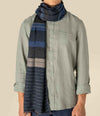 Spasso Twill Reversible Scarf SP142 - Blue Stripe/Brown