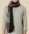 Spasso Brown Patchwork/Check Reversible Scarf SP144 - Brown Patch/Brown Check